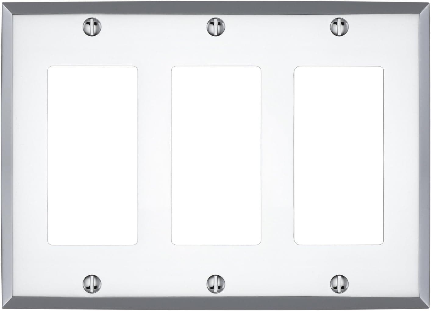 MAYKKE Graham Triple Rocker Light Switch Cover Premium Solid Brass 3 Gang Wall Plate 5 Color Finishes to Choose from, Polished Chrome, ALA1020302