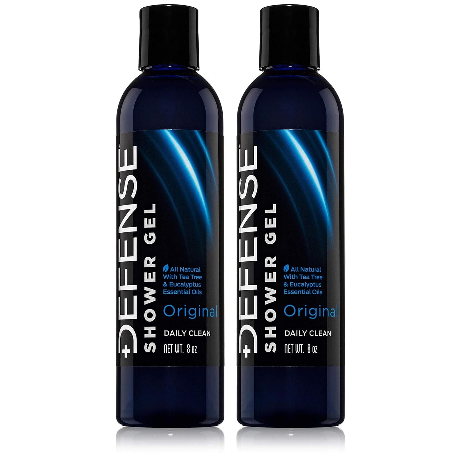Defense Soap Body Wash Shower Gel 8 Oz (Pack of 2) - 100% Natural Tea Tree Oil and Eucalyptus Oil Helps Wash Away Ringworm, Jock Itch, Psoriasis, Yeast, and Athlete's Foot