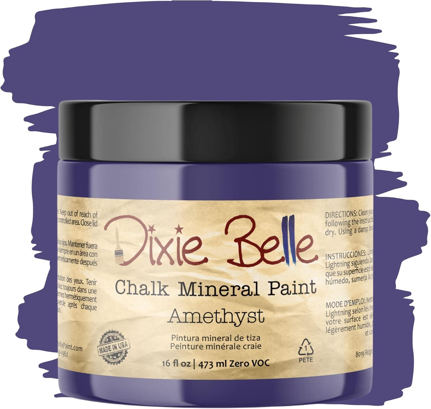 Dixie Belle Paint Company Chalk Finish Furniture Paint | Amethyst (16 Fl Oz) | Matte Deep Purple Chic Chalk Mineral Paint | DIY Furniture Paint | Made in the USA