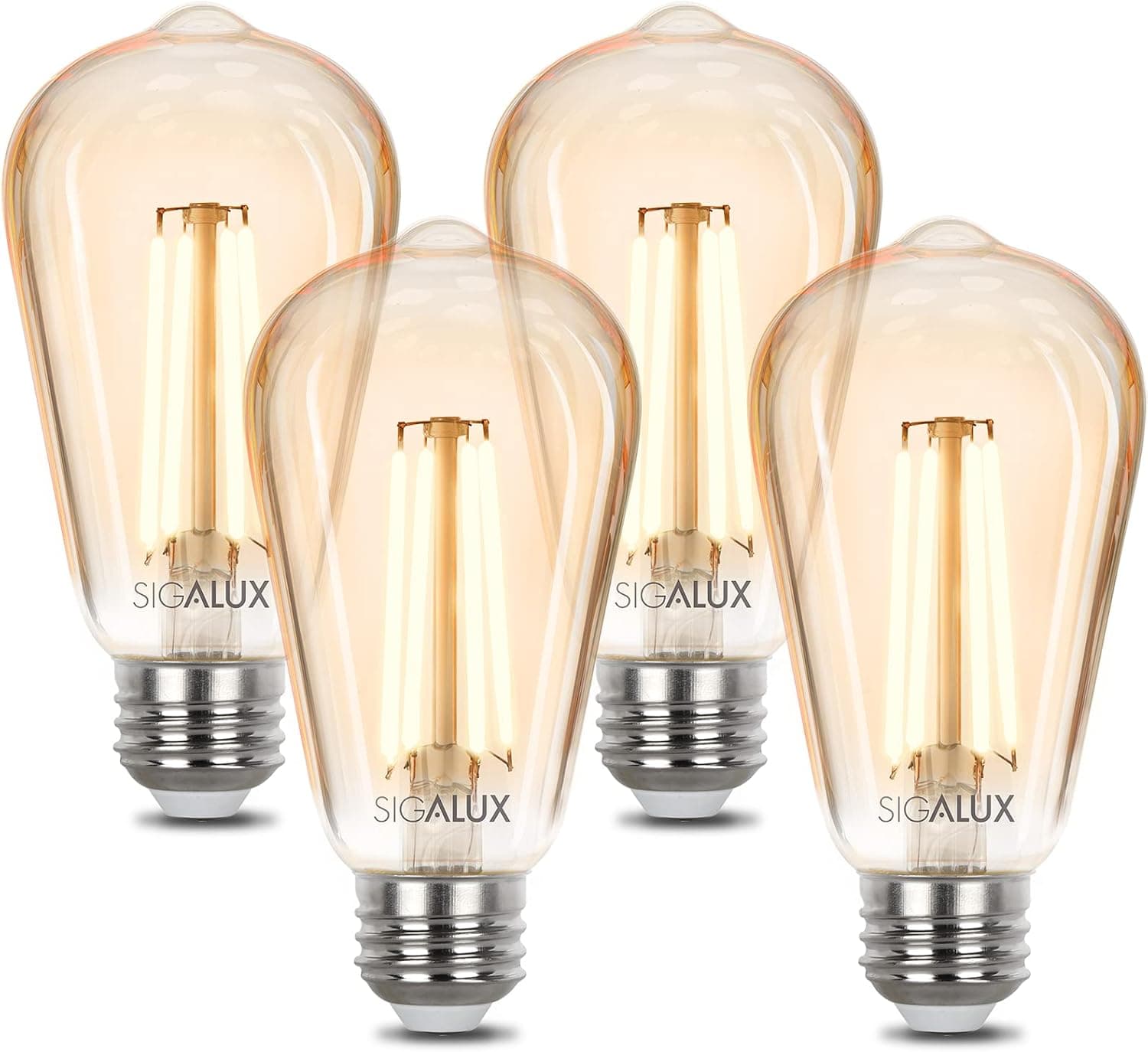 Sigalux Edison Bulbs, Vintage E26 Bulb Dimmable, ST58 LED Light Bulbs, Decorative 40W LED Light Bulbs 2700K Soft Warm White, CRI90, UL Listed, 4 Pack