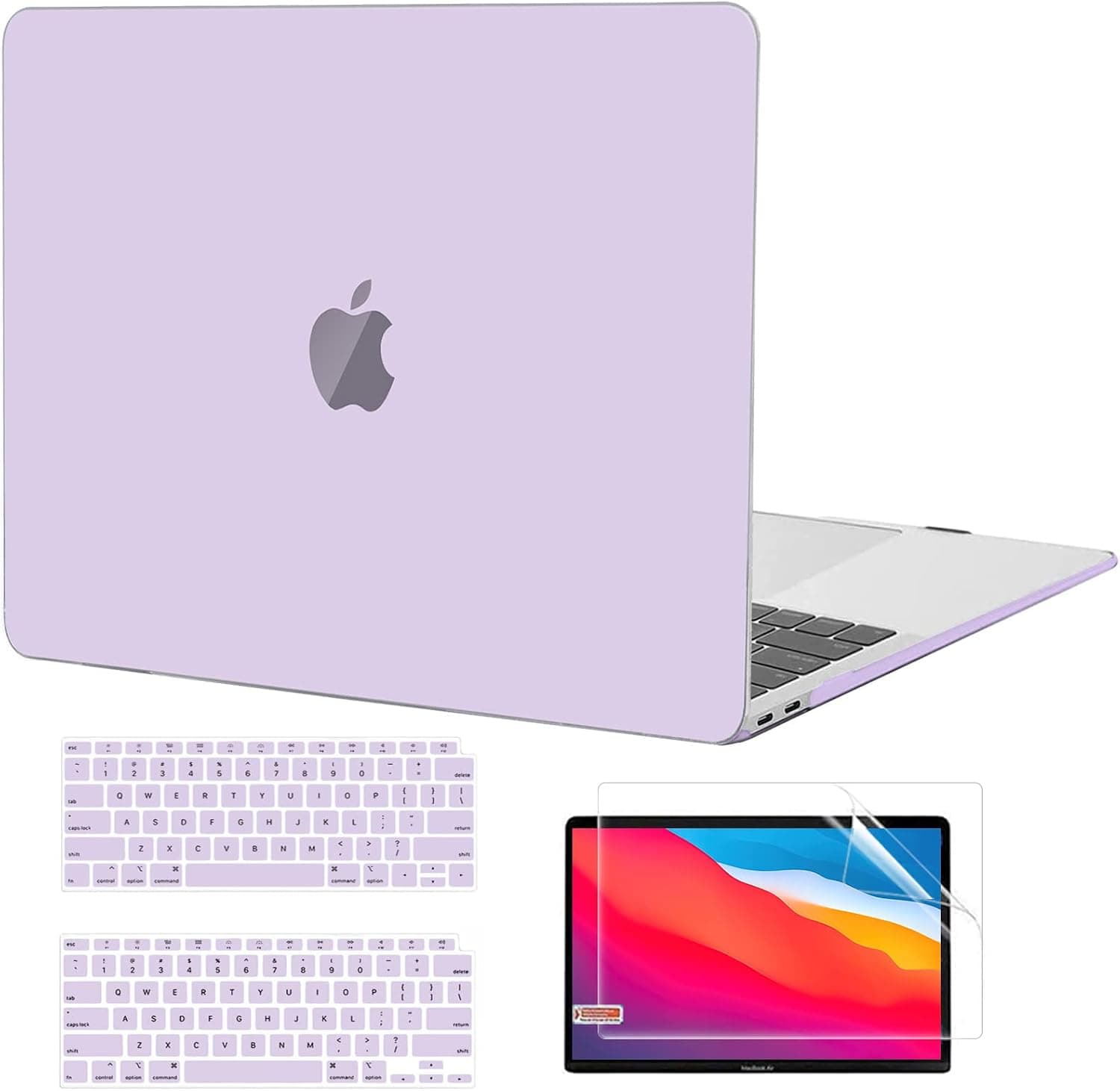 ZAOJUP Compatible with MacBook Air 13 inch Case, MacBook Air Case A2337 M1 A2179 A1932, Smooth Matte Laptop Plastic Hard Shell Case + 2 Keyboard Covers + Screen Protector, Purple