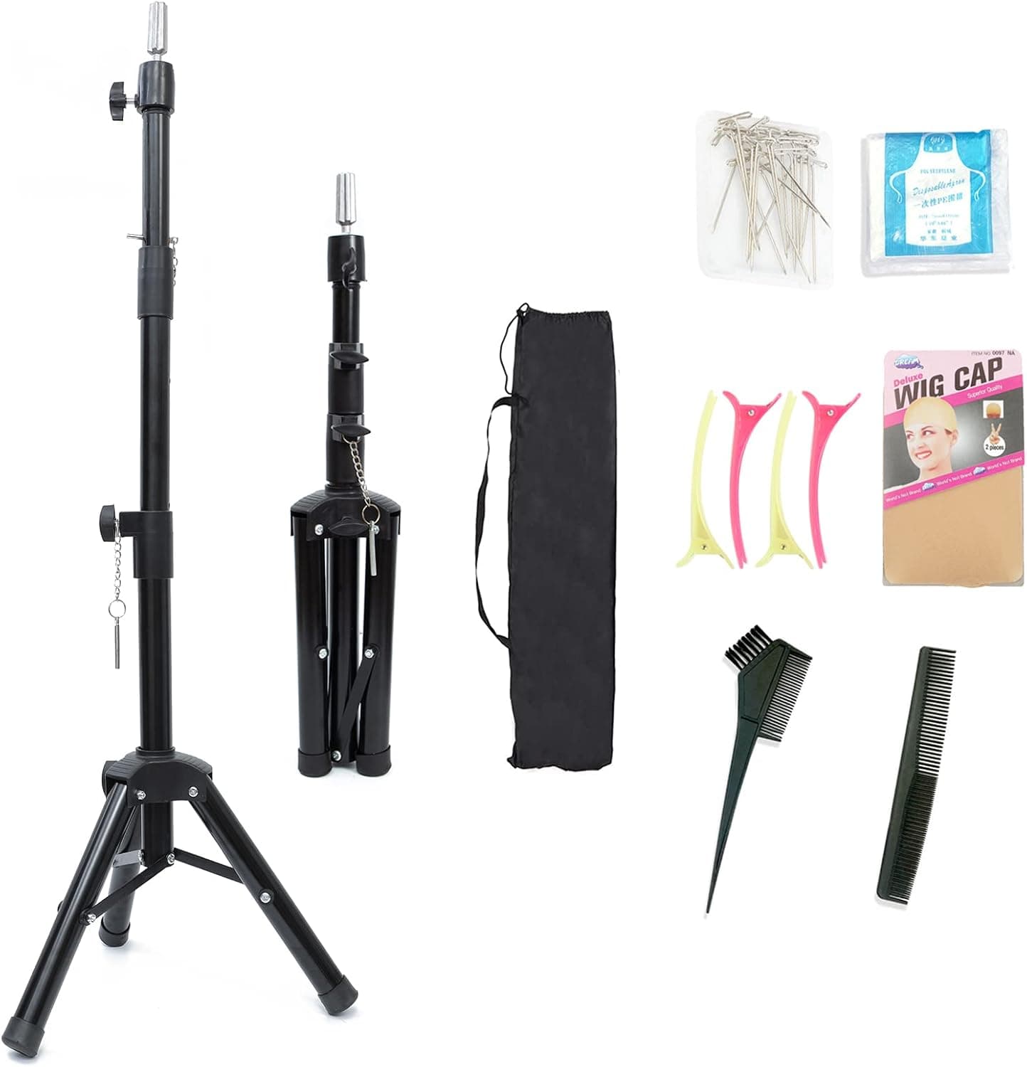 Wig Stand Tripod 55 Inch Wig Head Stand Adjustable Mannequin Head Stand Heavy Duty Wig Tripod Stand For Cosmetology Hairdressing Training Maniquins Head