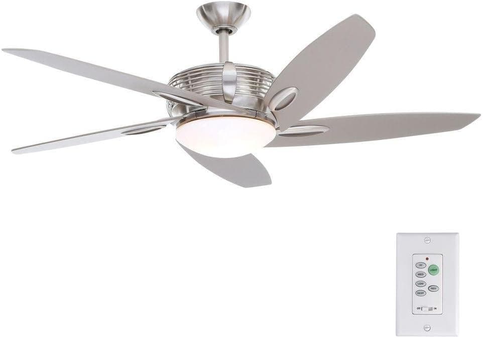 Hampton Bay Arctic Sky 54 in. Indoor Brushed Nickel Ceiling Fan with Light Kit and Wall Control Remote