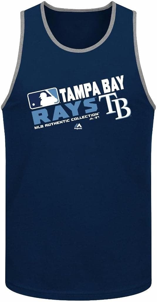 Majestic MLB Men's Authentic Collection Team Choice Tank Top (Large, Tampa Bay Rays)