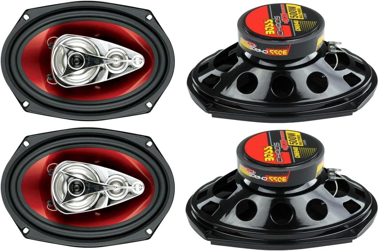 New BOSS Chaos CH6940 6x9" 500W 4-Way Car Coaxial Audio Stereo Speakers Red