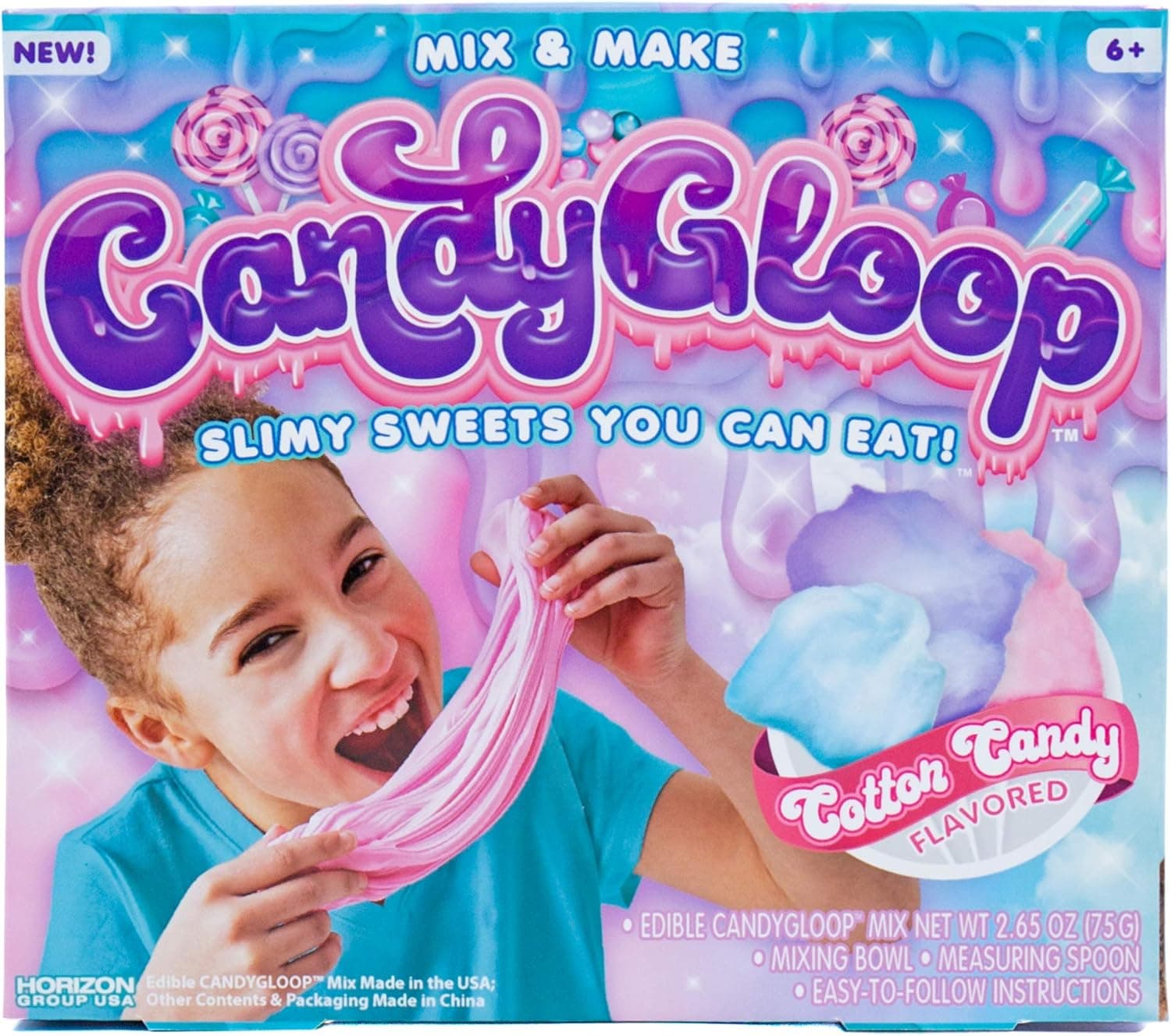 Candygloop Cotton Candy Edible Slime Kit by Horizon Group USA, DIY Edible Fluffy Slime Making Kit, Cotton Candy