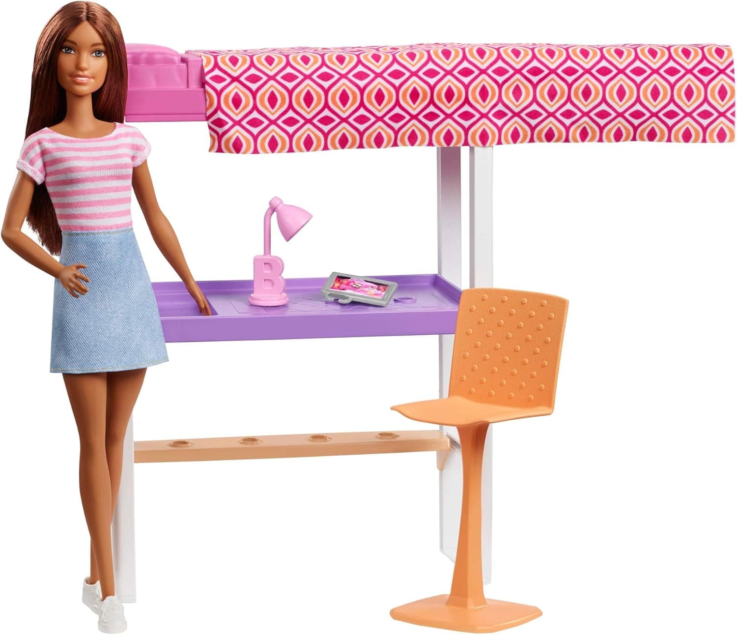Barbie Doll and Furniture Set, Loft Bed with Transforming Bunk Beds and Desk Accessories, Gift Set for 3 to 7 Year Olds​​​​