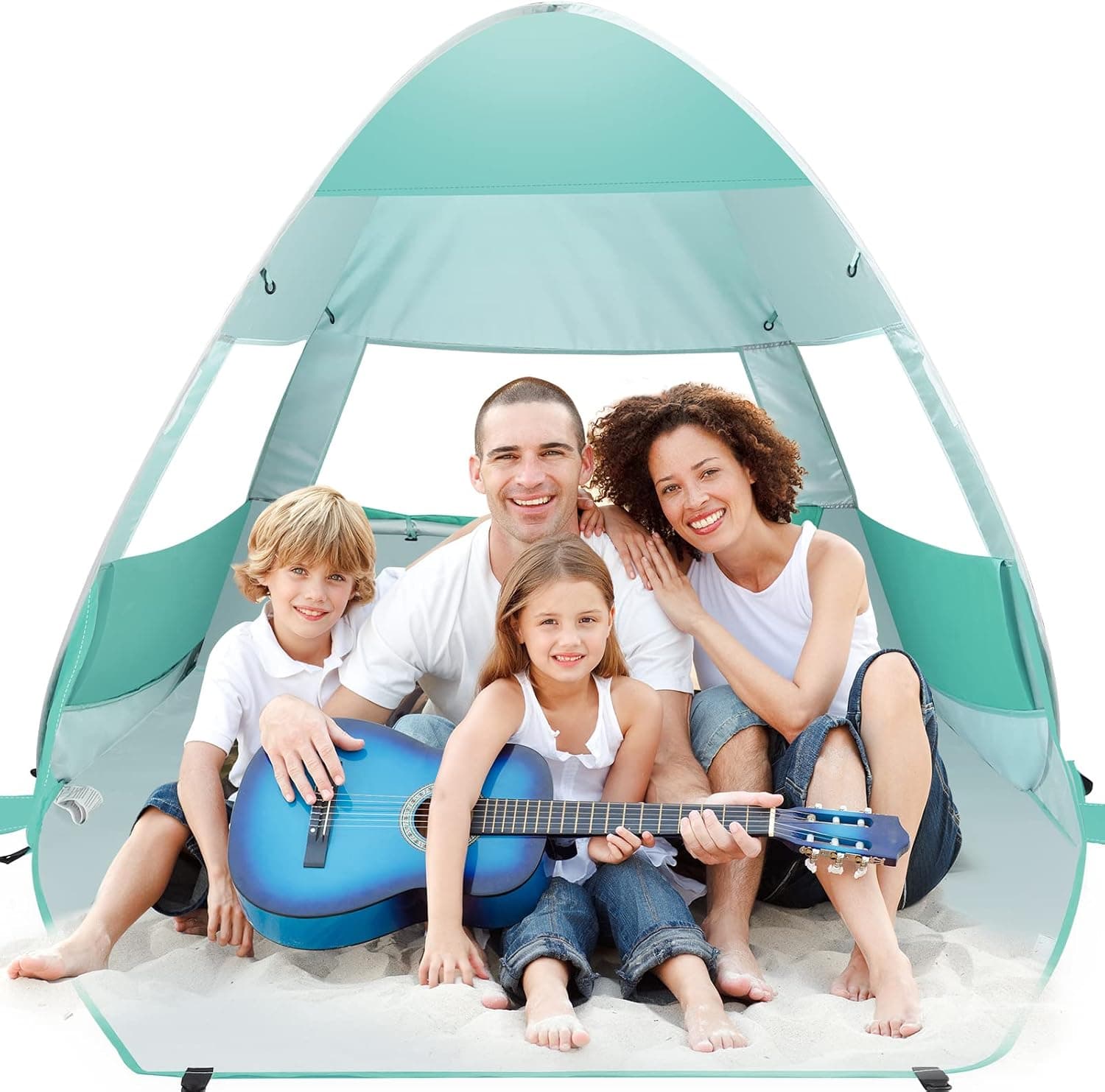 Pop Up Beach Tent, UPF 50+ Sun Shade for 1-3 & 3-5 Person, Lightweight Beach Sun Shelter Umbrella with Carry Bag for Family Travel with Baby Kids & Dogs