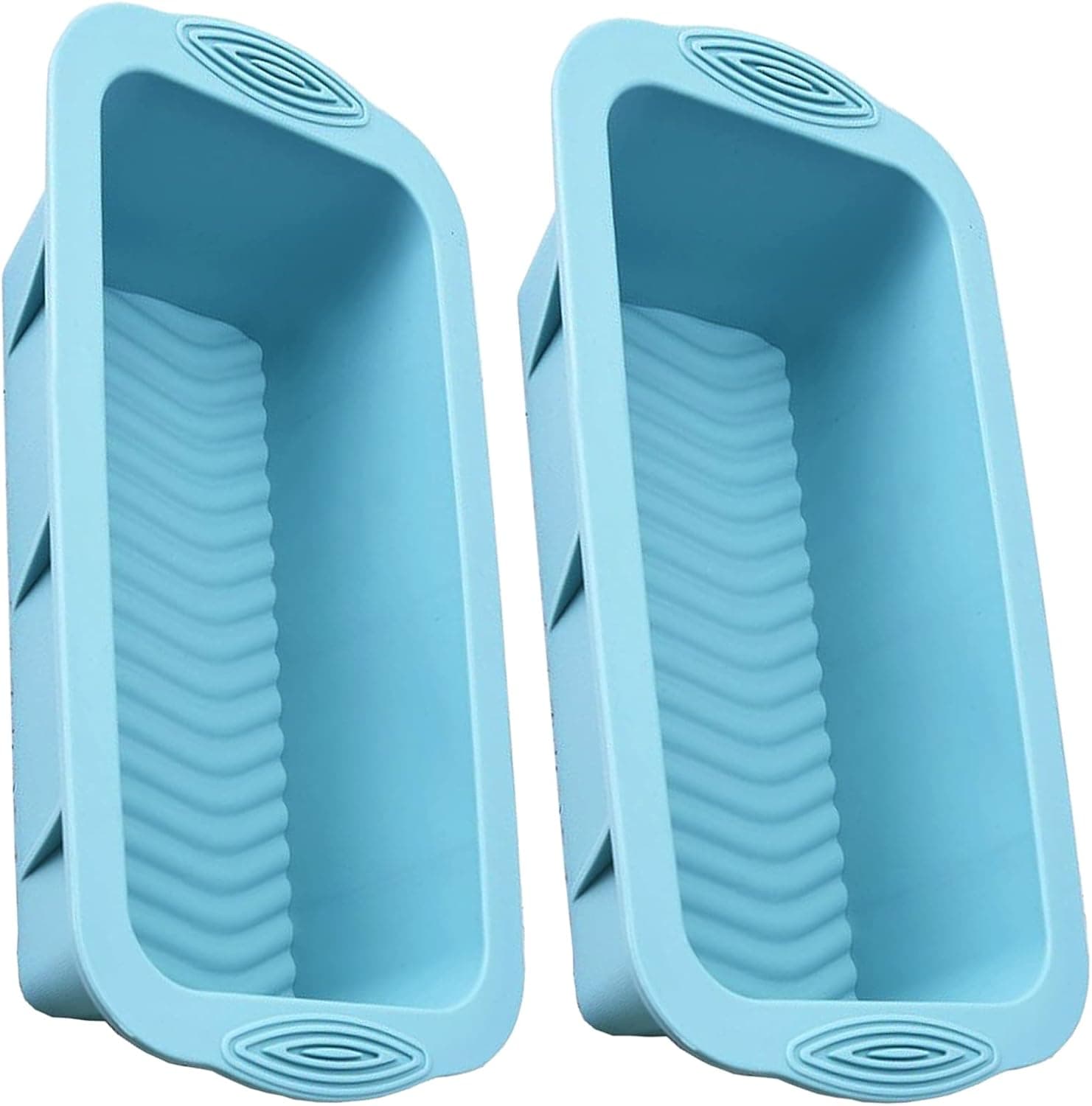 Loaf Pans for Baking Bread 8.5 x 4.5 Value 2 Pack Toast Oven Mold Silicone Food Grade Reusable Bakeware Pan Dishwasher for Kitchen Homemade Breads Cakes Meatloaf (Blue-2 Pack)