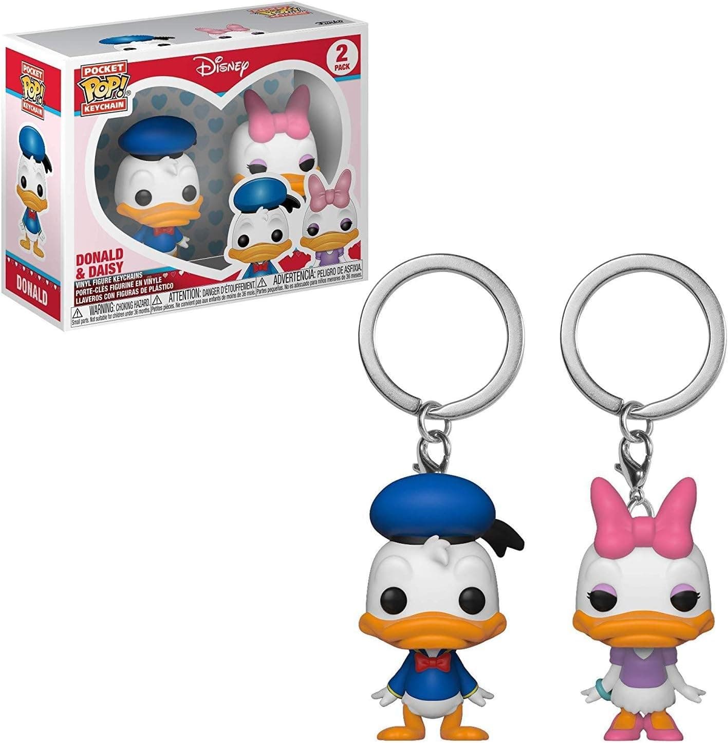 Funko Pop! Keychain: Donald & Daisy 2 Pack Toy, Multicolor