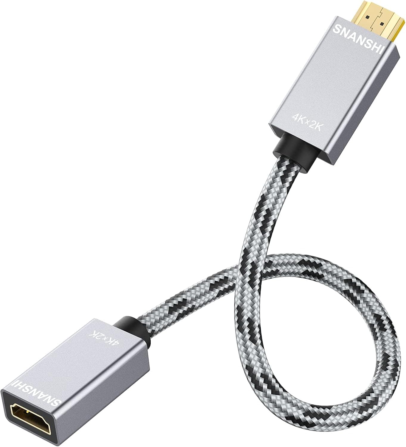 HDMI Extension Cable 1.5 ft, SNANSHI HDMI Extender for Fire Stick HDMI Cable Extender HDMI Male to Female Cable for Roku Stick,Chromecast, HDTV,Xbox360, PS3/PS4 4k @60 HZ