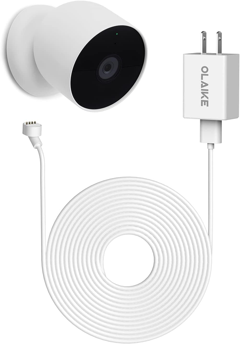 OLAIKE 5m/16ft Charge Cable with DC Power Adapter Compatible with Google Nest Cam Outdoor or Indoor (Battery) - 2nd Gen, Weatherproof Cable to Continuously Charge Your Camera,White