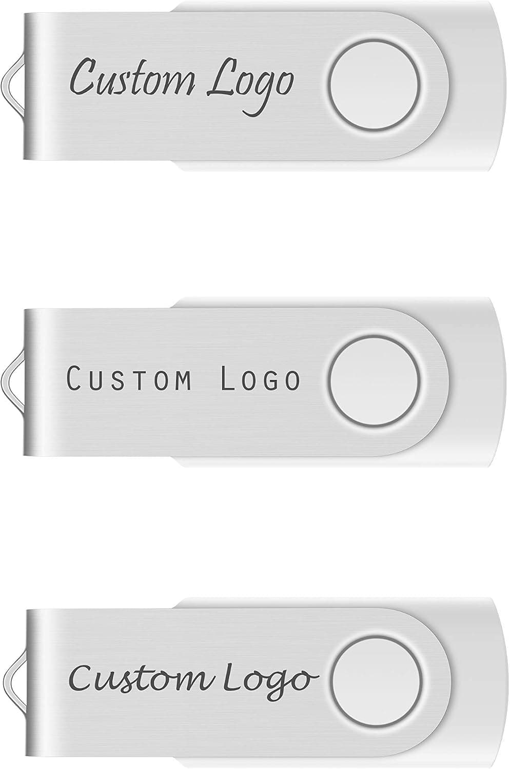 Custom Private Logo USB Flash Drives 128MB 25PCS White Enfain Personalized Engraved Thumb Drive Small Qty Bulk Imprint Memory Sticks