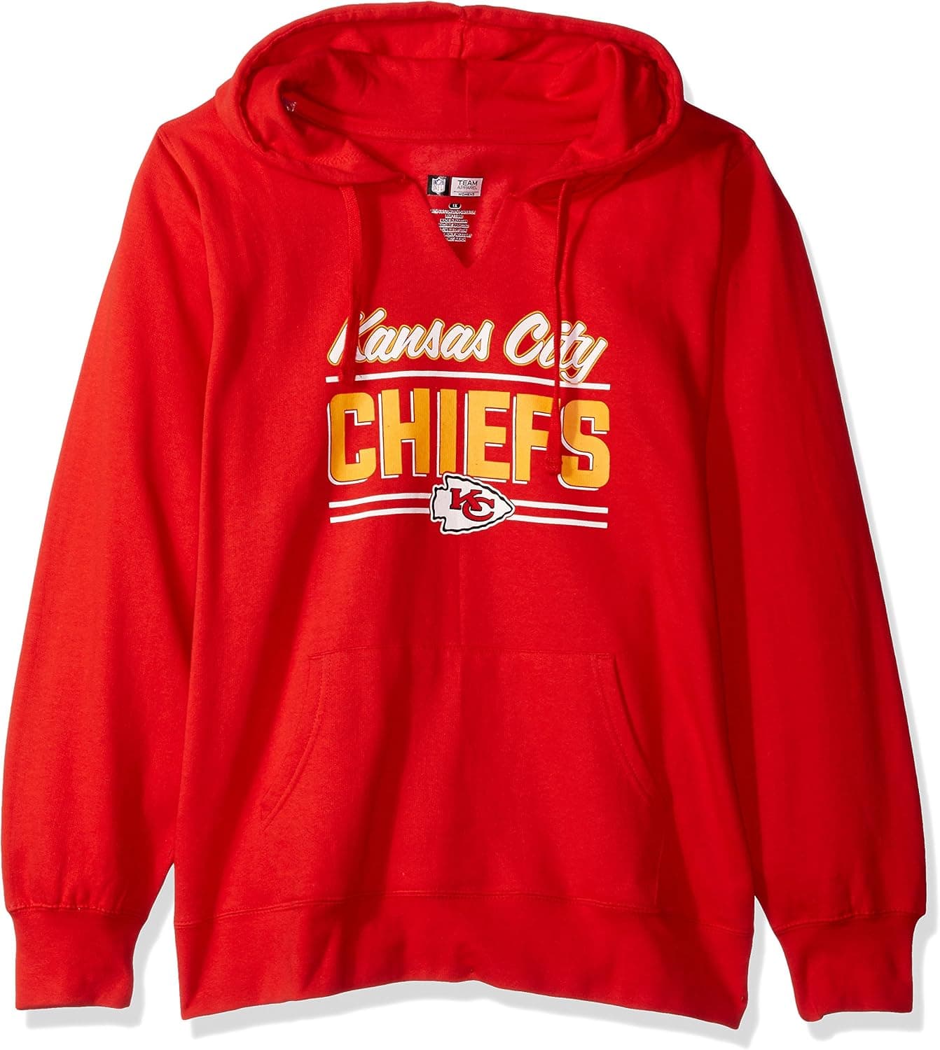 NFL Team Apparel Women's Chiefs Fleece Pull Over Notch Hood
