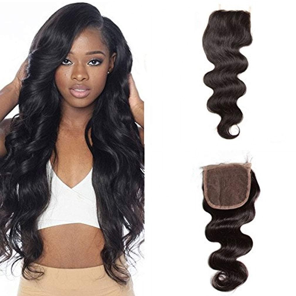 Aosome Body Wave Hair Closure, 4x4 Brazilian Human Hairpiece Body Wave Lace Closure,Natural Black,10INCH