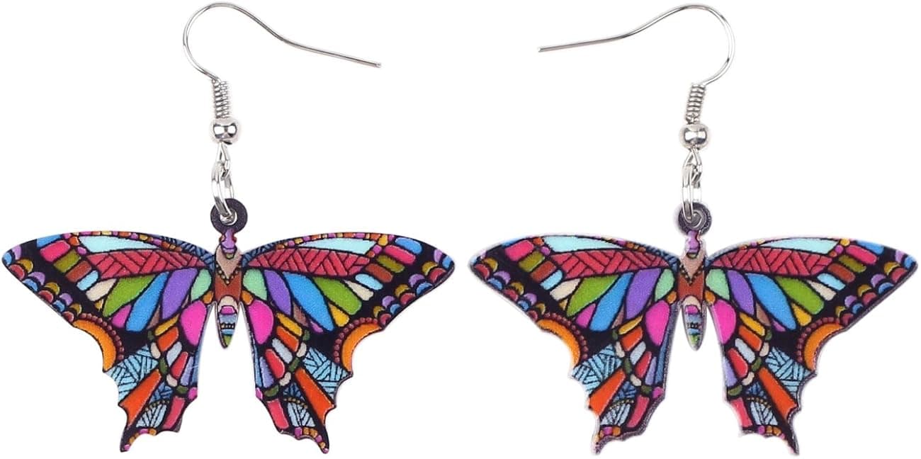 Bonsny Drop Dangle Floral Butterfly Earrings Fashion Insect Jewelry For Women Girls Kids Gift