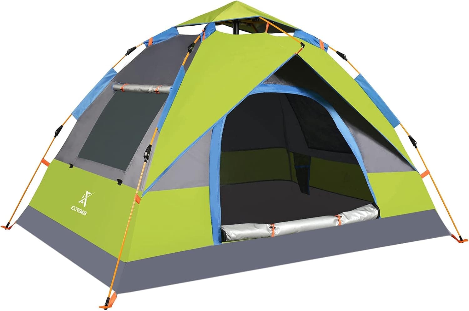 Extremus Instant Pop-Up Camping Tent, 2/4/6 Person Tent, Family Tents for Camping, Water Resistance, Lightweight,Durable 190T Polyester Fabric, Durable Fiberglass Poles, Includes Tent Stakes