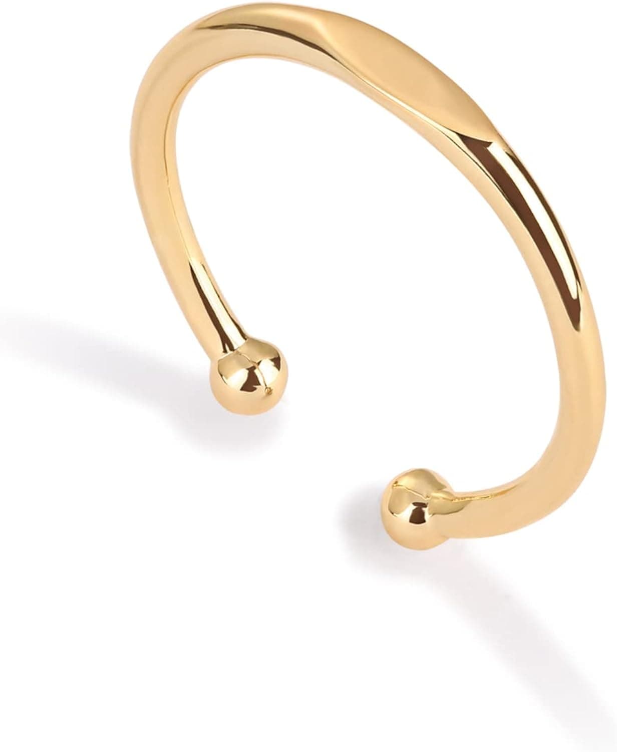 PAVOI Personalized 14K Gold Plated Twist Engraveable Stacking Ring | Letter Ring | Personalized Jewelry (Yellow Plated)