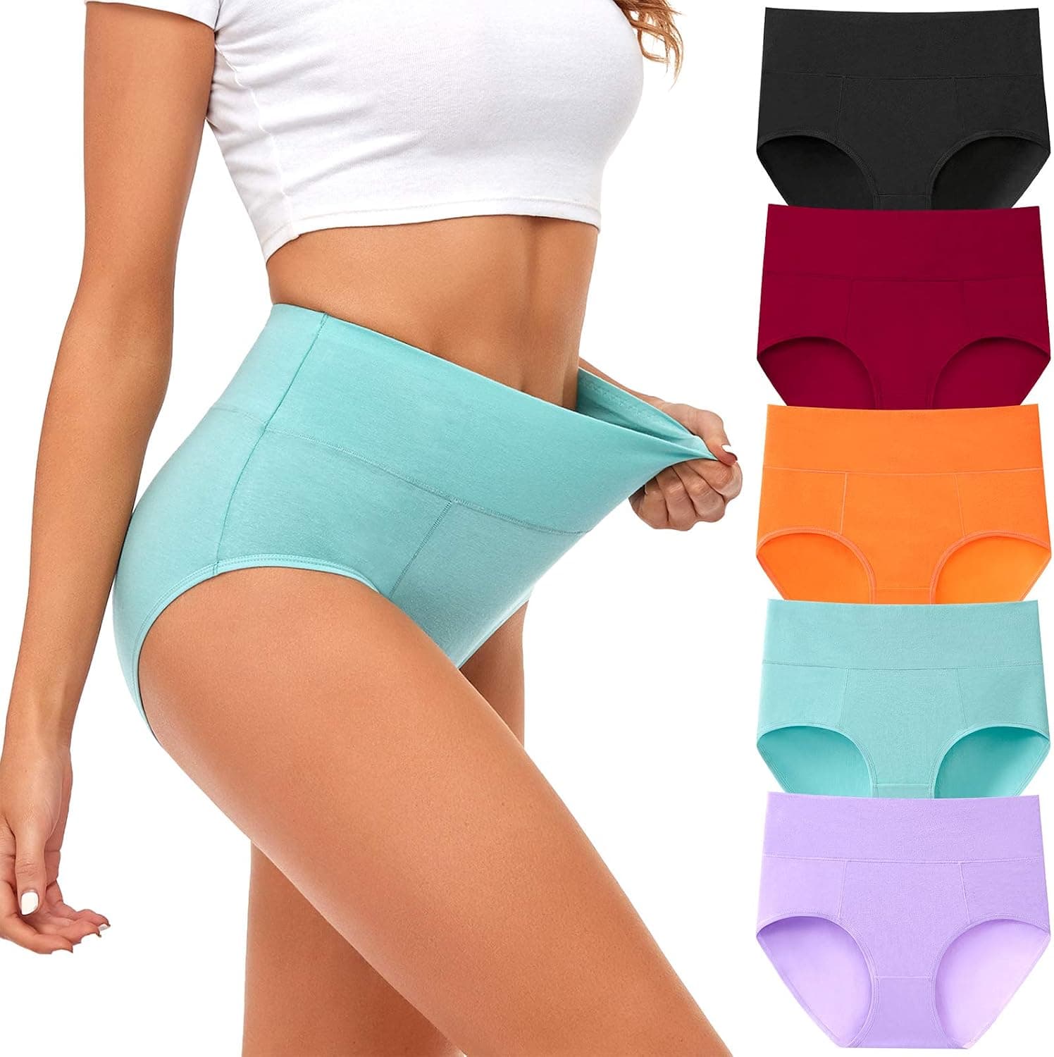 ASIMOON Womens Underwear, Cotton Underwear No Muffin Top Full Briefs Soft Stretch Breathable Ladies Panties for Women
