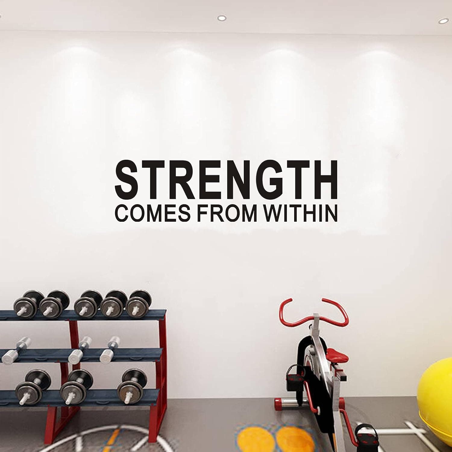 Wall Decals for Men, Inspirational Wall Stickers, (Easy to Apply), Quotes Motivational Teamwork, Gym Office Bedroom Living Room School Classroom, Women Workout Fitness Sports Yoga Ballet Positive Exercise Running Dance Garage Baseball Poster, Home Vinyl Decor Art Family, Strength Comes from Within 25"X7"