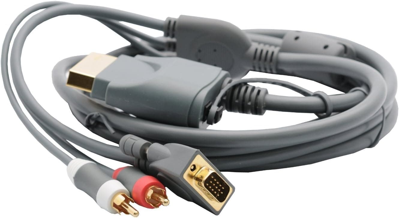 Importer520 Gold Plated 6ft Premium VGA Cable w/Digital Optical Audio Port for Microsoft Xbox 360 to TV Equipment for PC HDTV