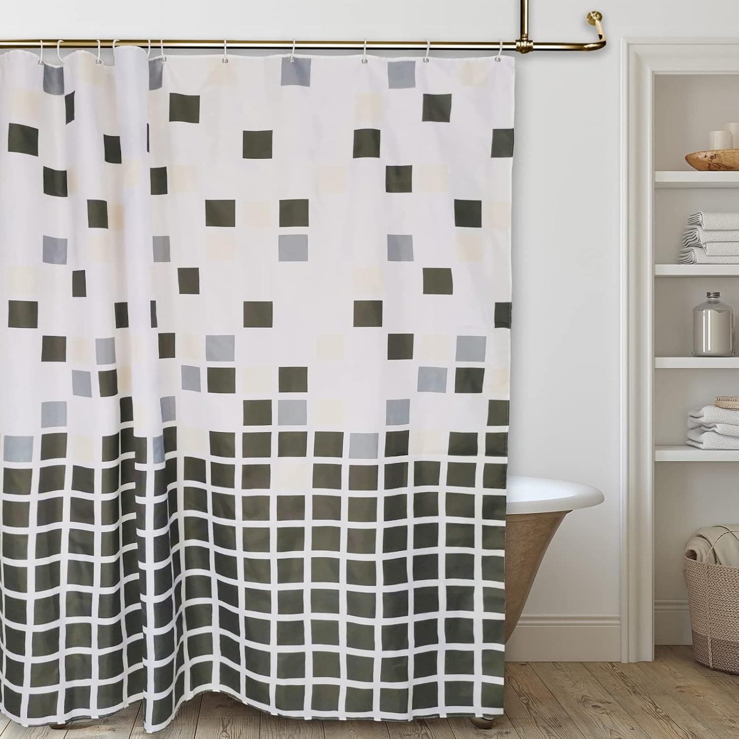 Bathroom Sets with Shower Curtain and 12 Hooks Decor Accessories Printed Geometric