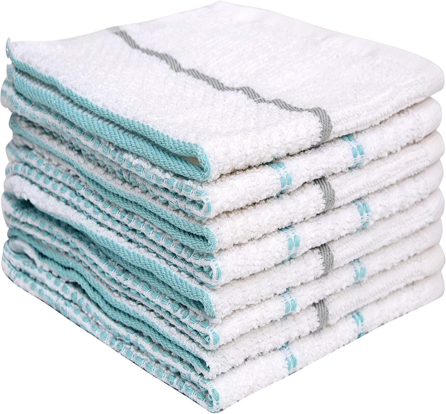 Pleasant Home Discloths (12”x12” 8 Pack) – Cotton Kitchen Dish Cloths – Weft Insert & Windowpane Design – 350 GSM Highly Absorbent Dish Cloth Set – Aqua
