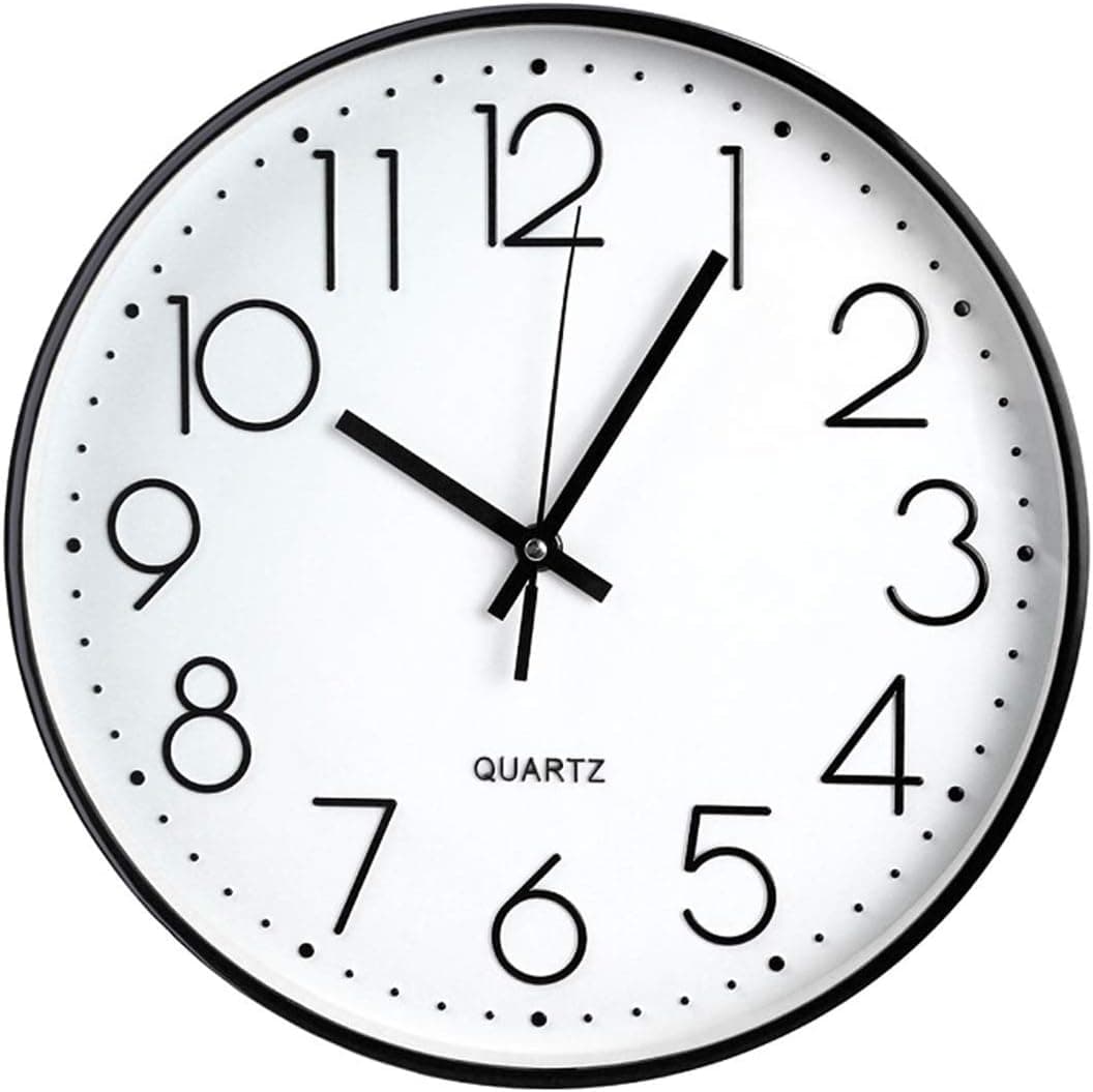 XG-WIN 9.5-Inch Non-Ticking Wall Clock, Silent Battery Operated Wall Clock with ABS Frame HD Glass Cover for Kids Living Room Bedroom Kitchen School Office Decor …
