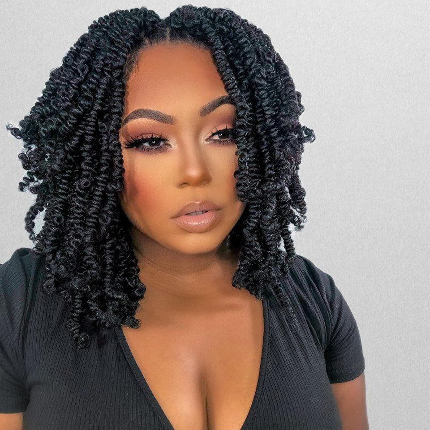 Spring Twist Hair 8 Inch Spring Twist Crochet Hair 6 Packs Spring Twist Braiding Hair For Butterfly Locs Soft Locs Low Temperature Synthetic Fiber Fluffy Hair Extensions (8 Inch,1#)