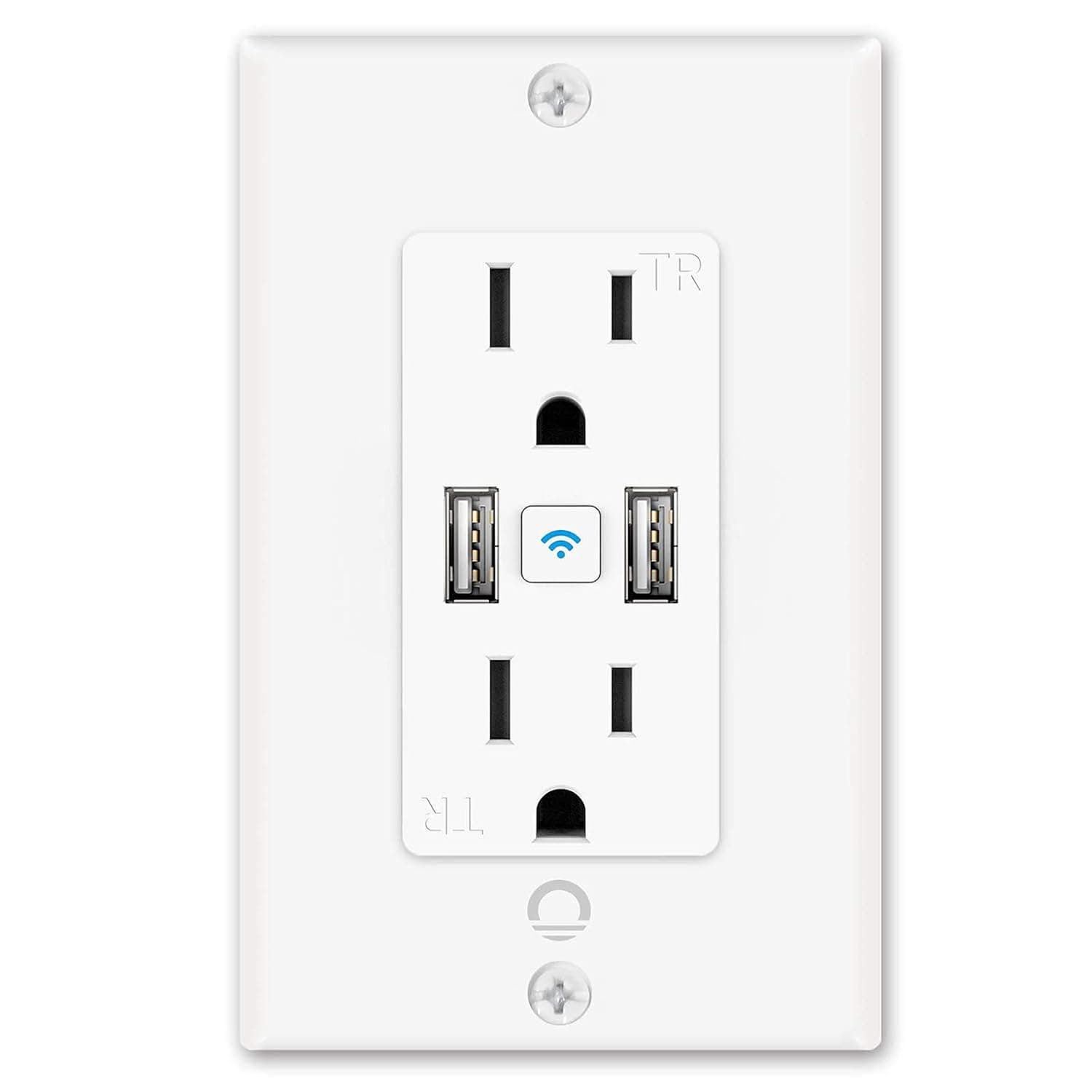 Smart USB Outlet in-Wall - Smart Electrical Outlet That Work with Alexa, Google Home, 15 Amp, No Hub Required, ETL & FCC Certified, 2.4G WiFi Only (1 Pack)