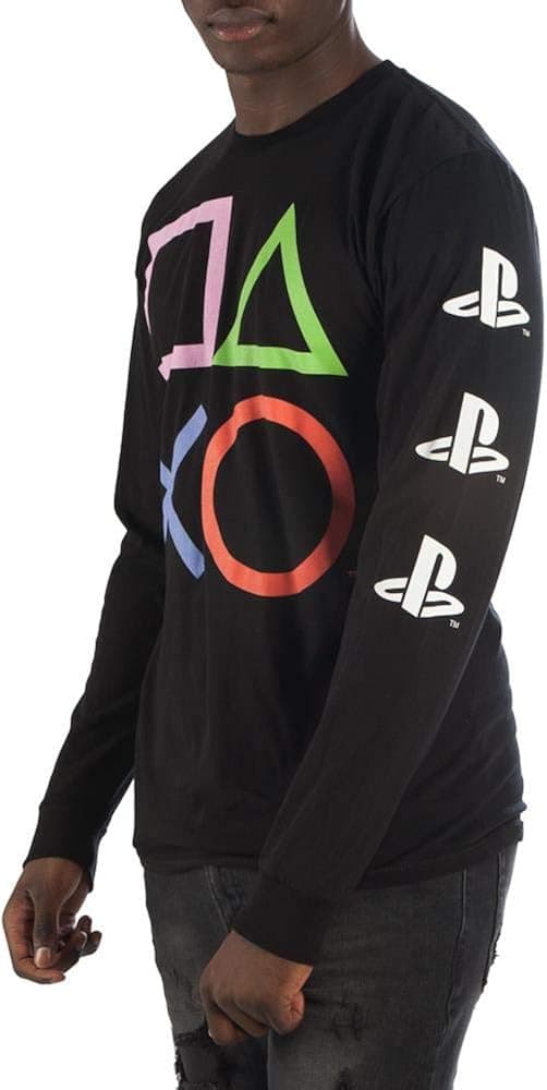 bioWorld Sony Playstation Buttons Long Sleeve Shirt Black X-Large