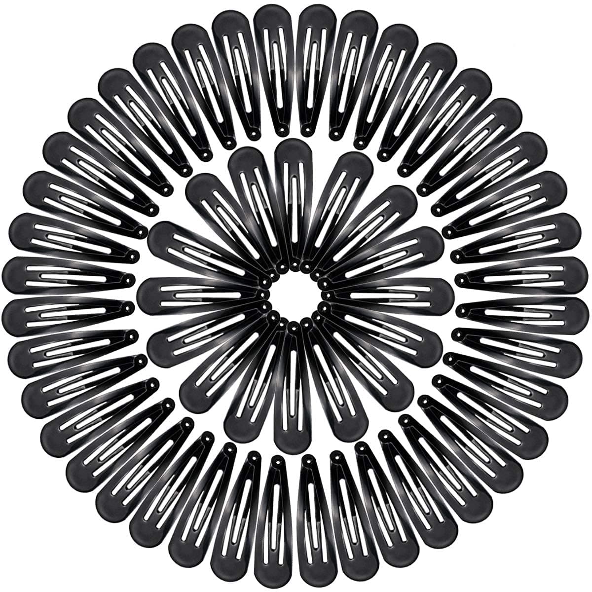 Wpxmer 100 Pieces Black Hair Clips,No Slip Metal Snap Barrettes for Girls and Women(2 inch)