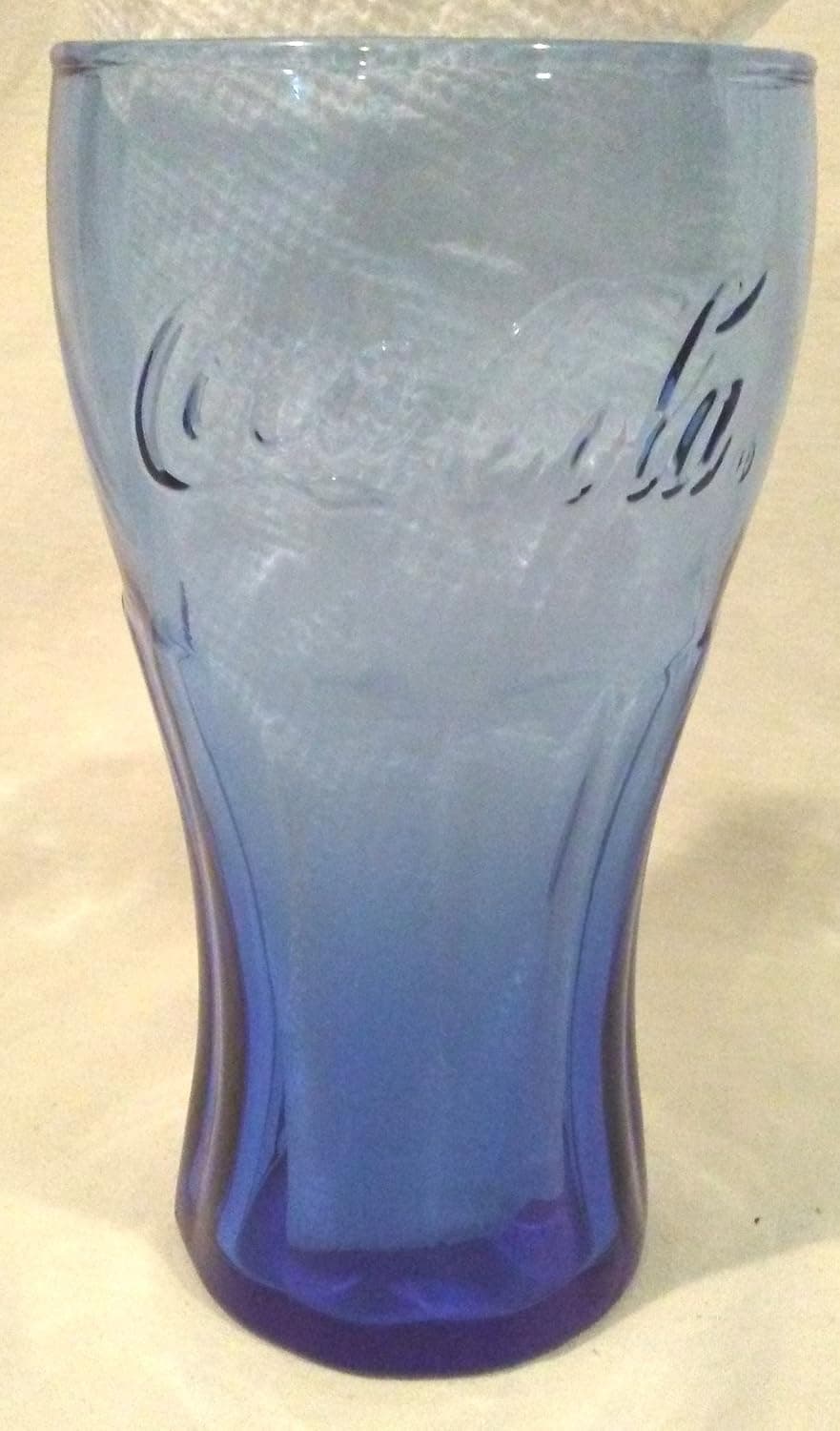 Coca Cola Cobalt Blue Glass 6", Coca Cola Curved Fountain Glass