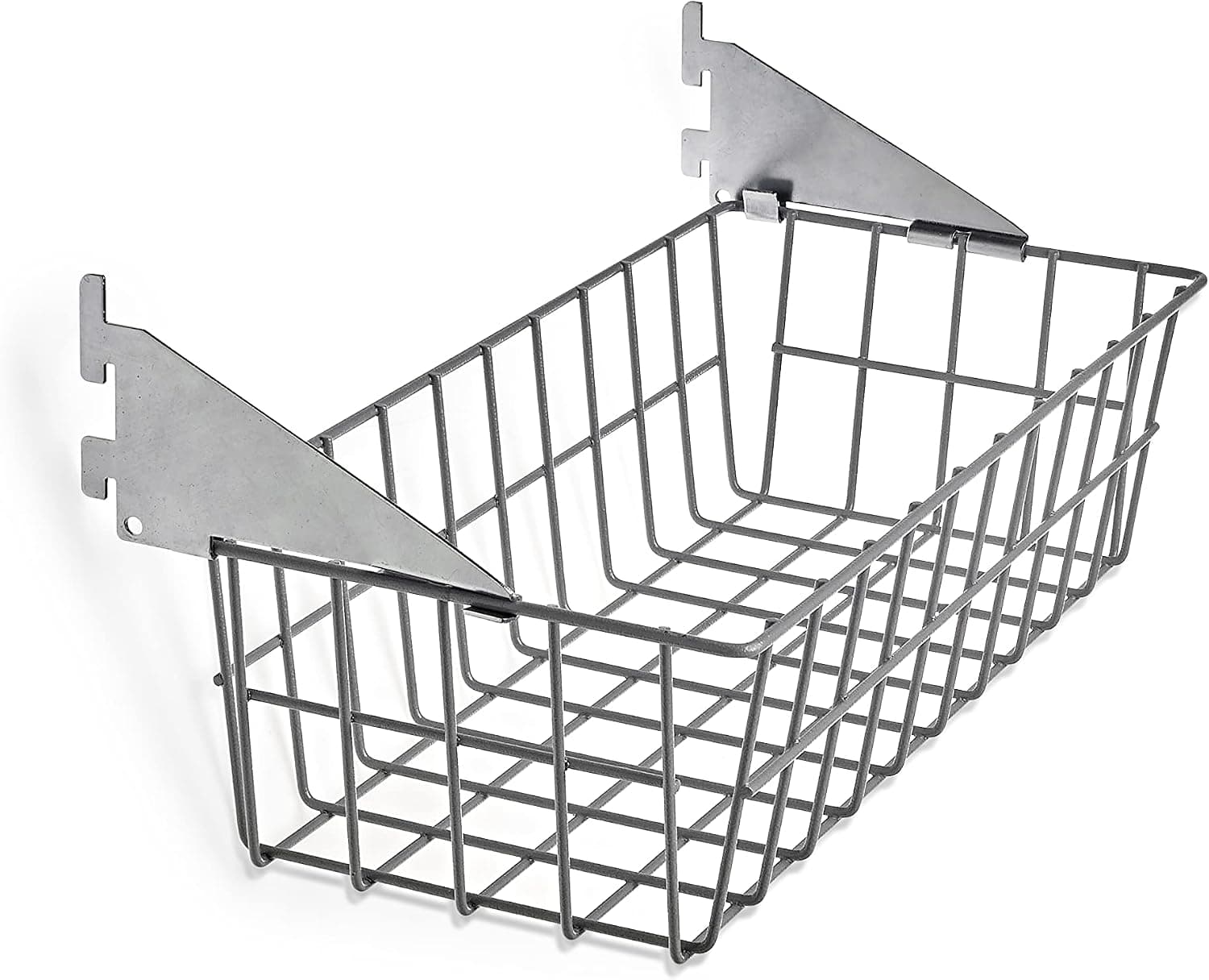 Triton Products 1775 Storability Wire Basket 15-Inch W by 4-Inch H by 6-1/2-Inch D Gray Epoxy Coated Steel with Lock-On Hanging Brackets