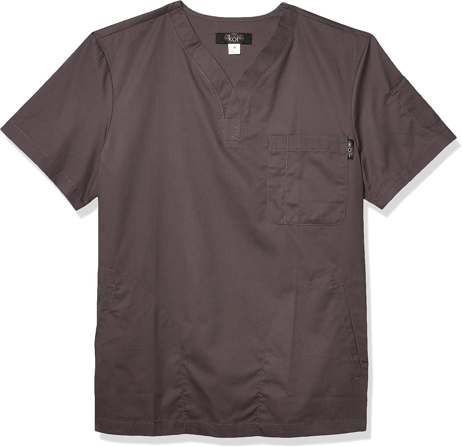 KOI Jason Henley-Neck Men's Scrub Top with 4 Pockets and Pen Slot