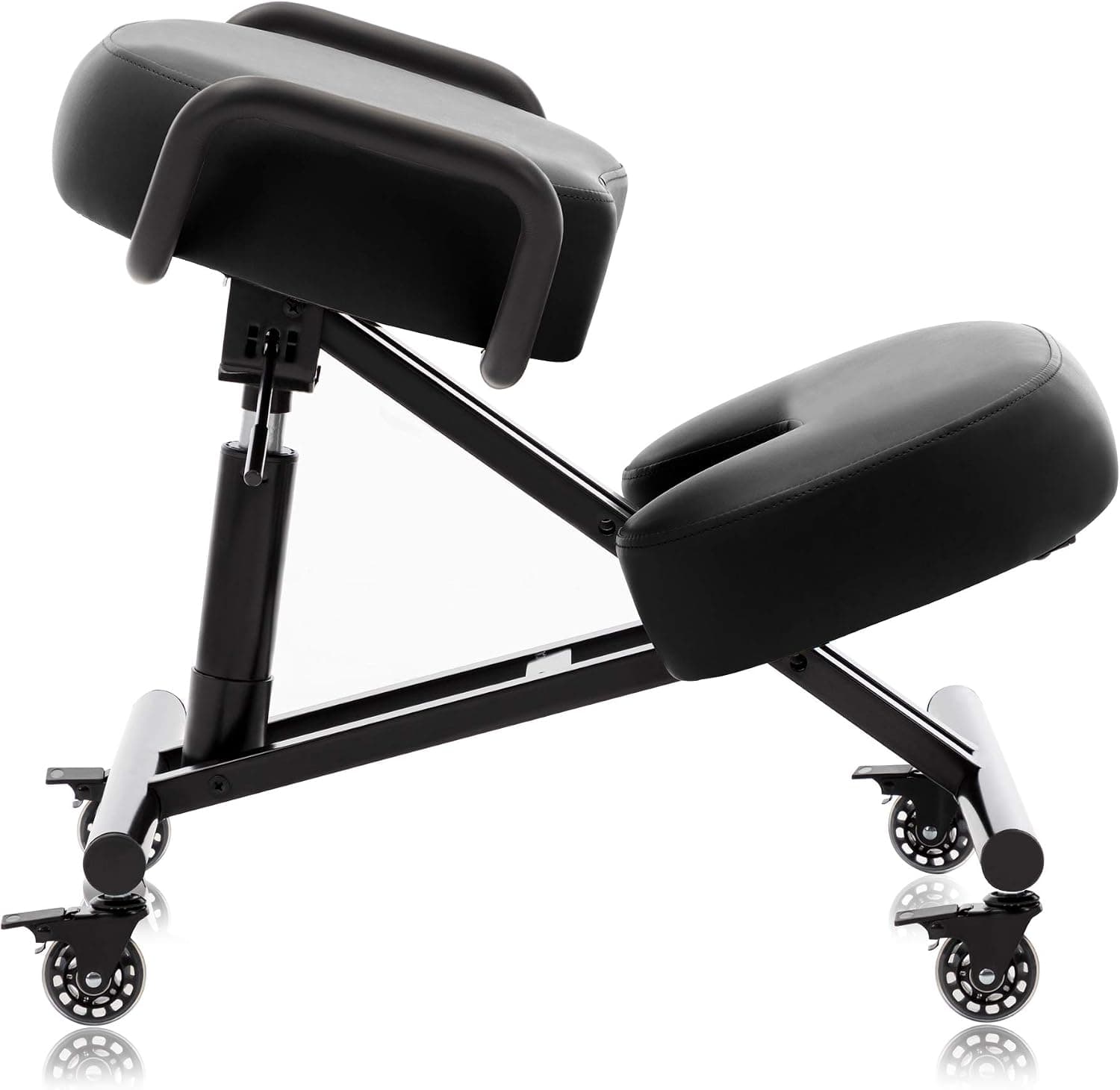 DR.LOMILOMI Ergonomic Kneeling Chair 512-AKONI, Adjustable Stool for Home and Office, Improve Your Posture, Thick Comfortable Cushions, Locking Wheels (Black, Standard)