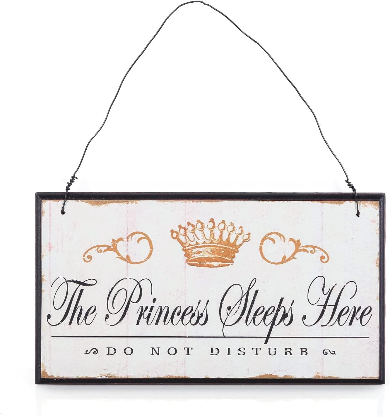 Bedroom Door Sign Girl Do not Disturb Vintage Country Wooden Hanging Room Decor Front Door Plaque Fairy Gift for Teen Girls Baby Ladies Daughter, 8.37" x 0.37" x 4", The Princess Sleep Here