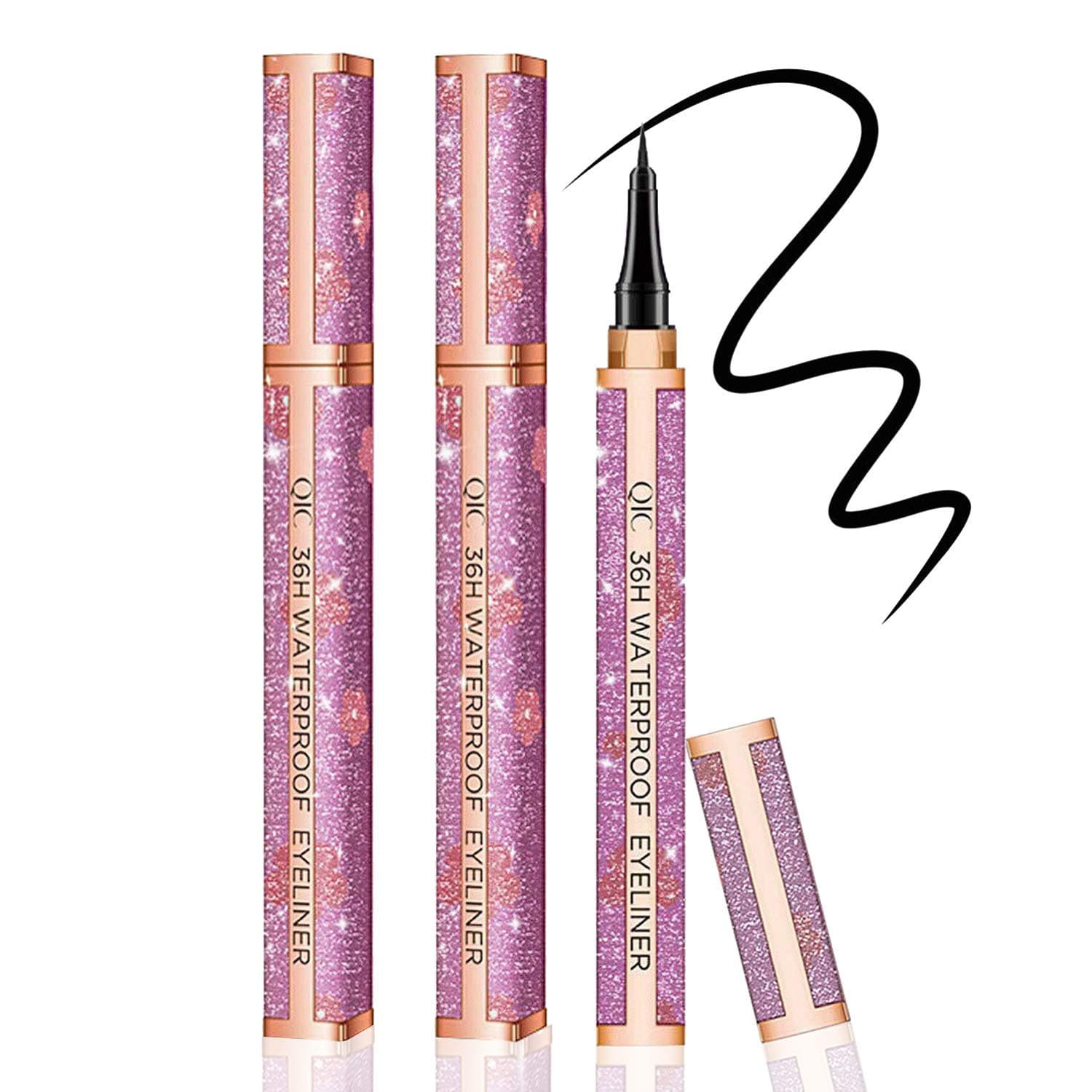 Visen 2 PCS Waterproof Liquid Eyeliner,Long Lasting Eye Liner,Waterproof Formula,Eyeliner Pen Gel for All Day with Slim Tip
