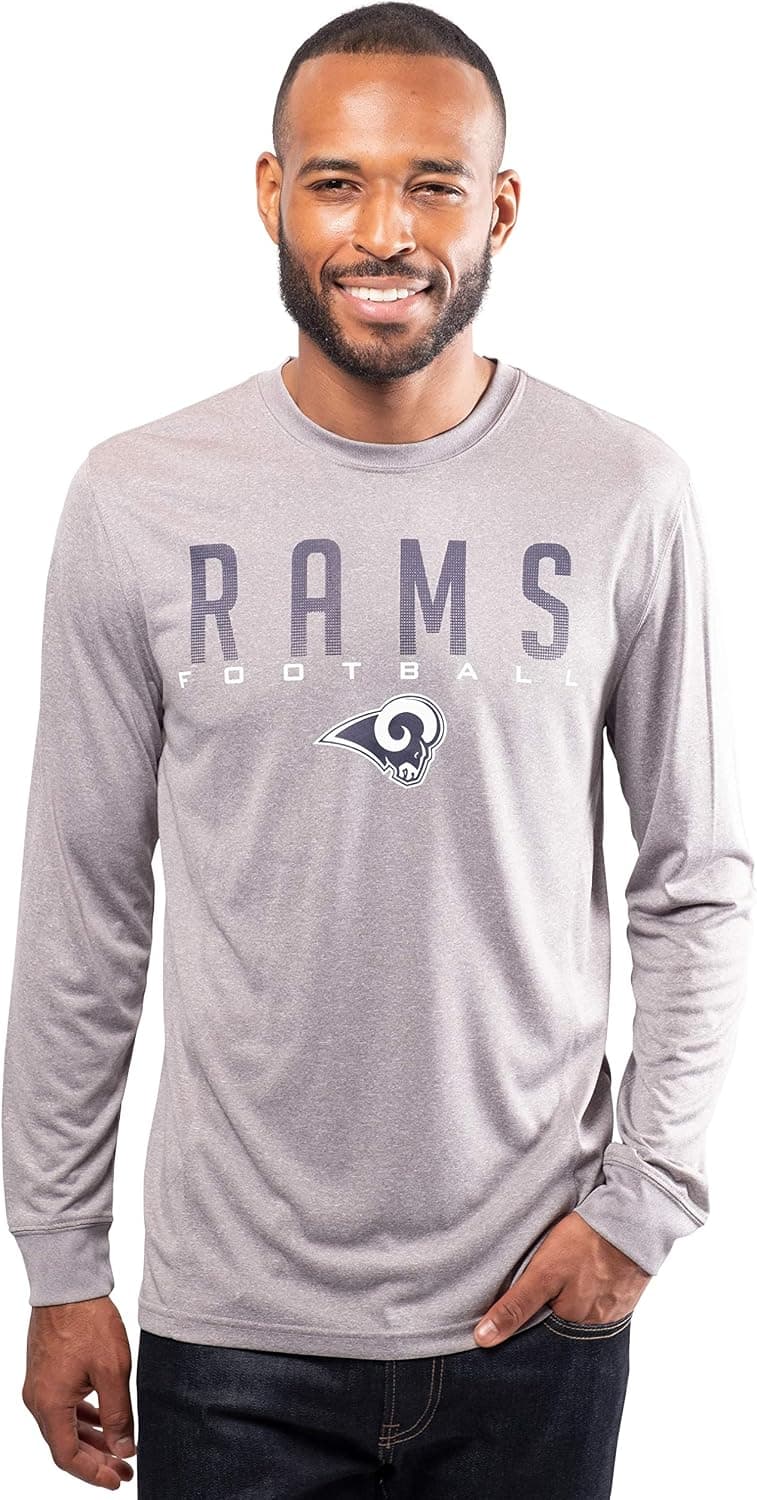 Ultra Game NFL Men's Active Lightweight Quick Dry Long Sleeve T-Shirt