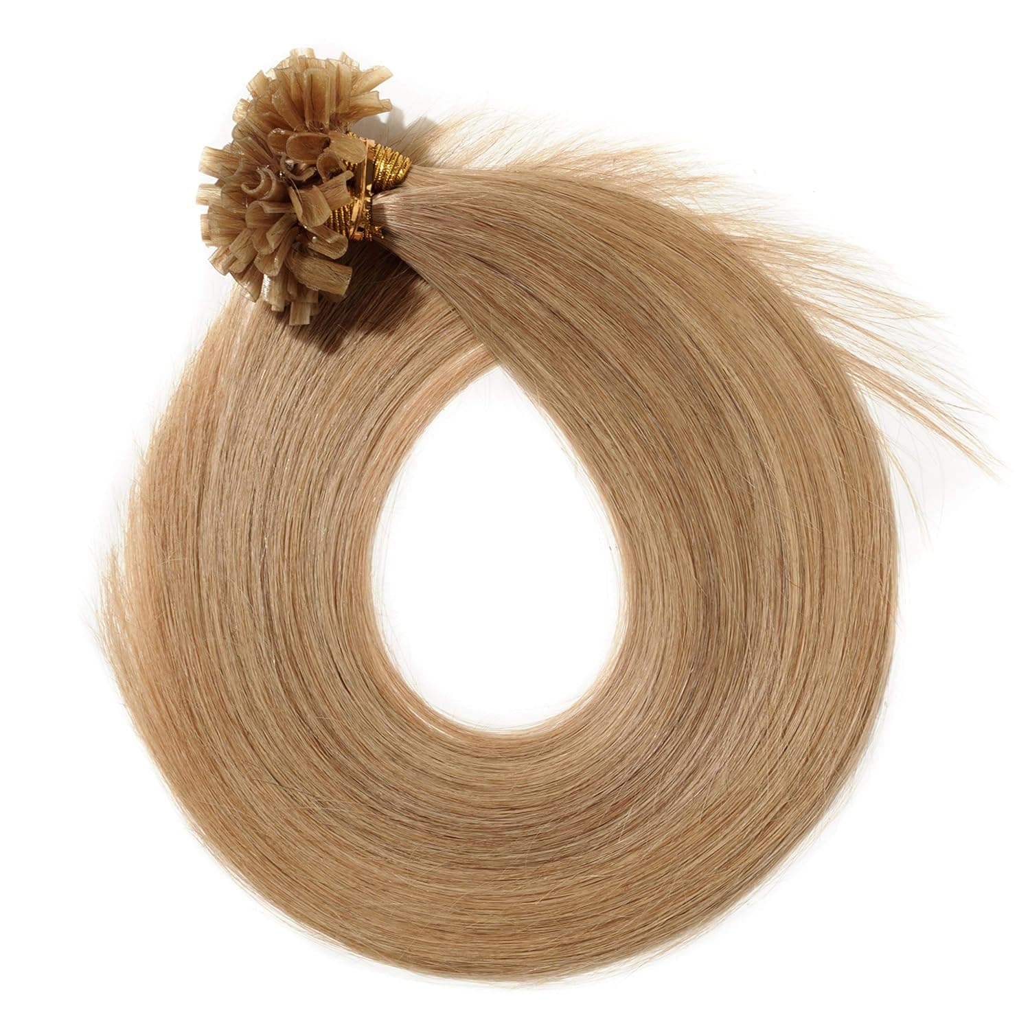 SEGO Pre Bonded U Tip Hair Extensions Human Hair 100 Strands Keratin Fushion Nail Tip Human Hair Extensions 100% Real Remy Hair Silky Straight #27 Dark Blonde 18 inches 50g