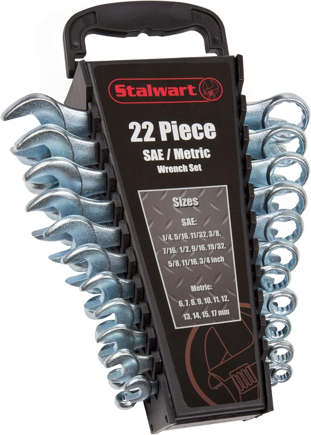 Stalwart 75-HT3009 Combo SAE & Metric Wrench Set with Carry Case, 22 Piece