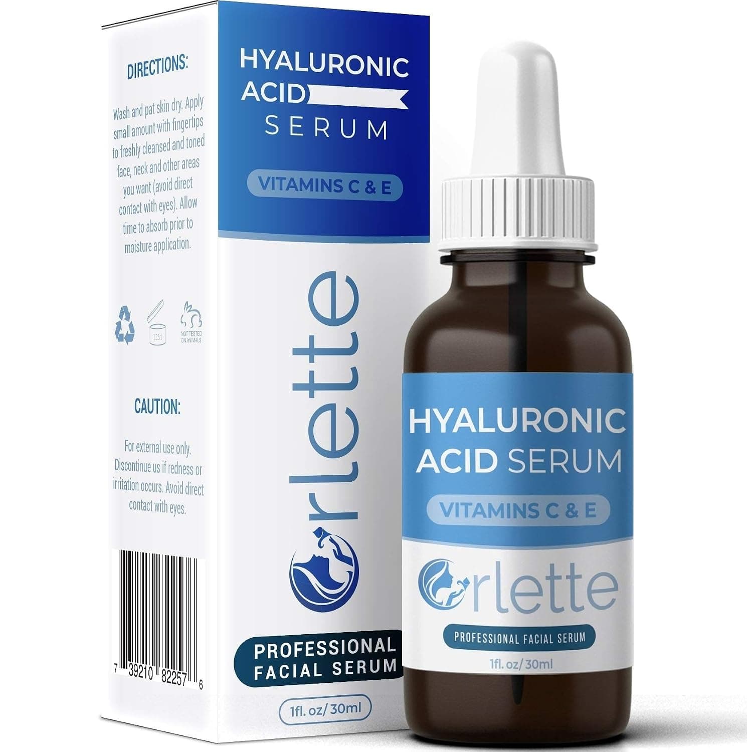 Orlette Hyaluronic Acid Serum for Face with Vitamin C-E, Anti-Aging Hylarounic Acid Serum Improve Hydration and Face Plump, Moisturizing Hyloranic Acid Serum Reduces Fine Line, Wrinkle and Acne Scars