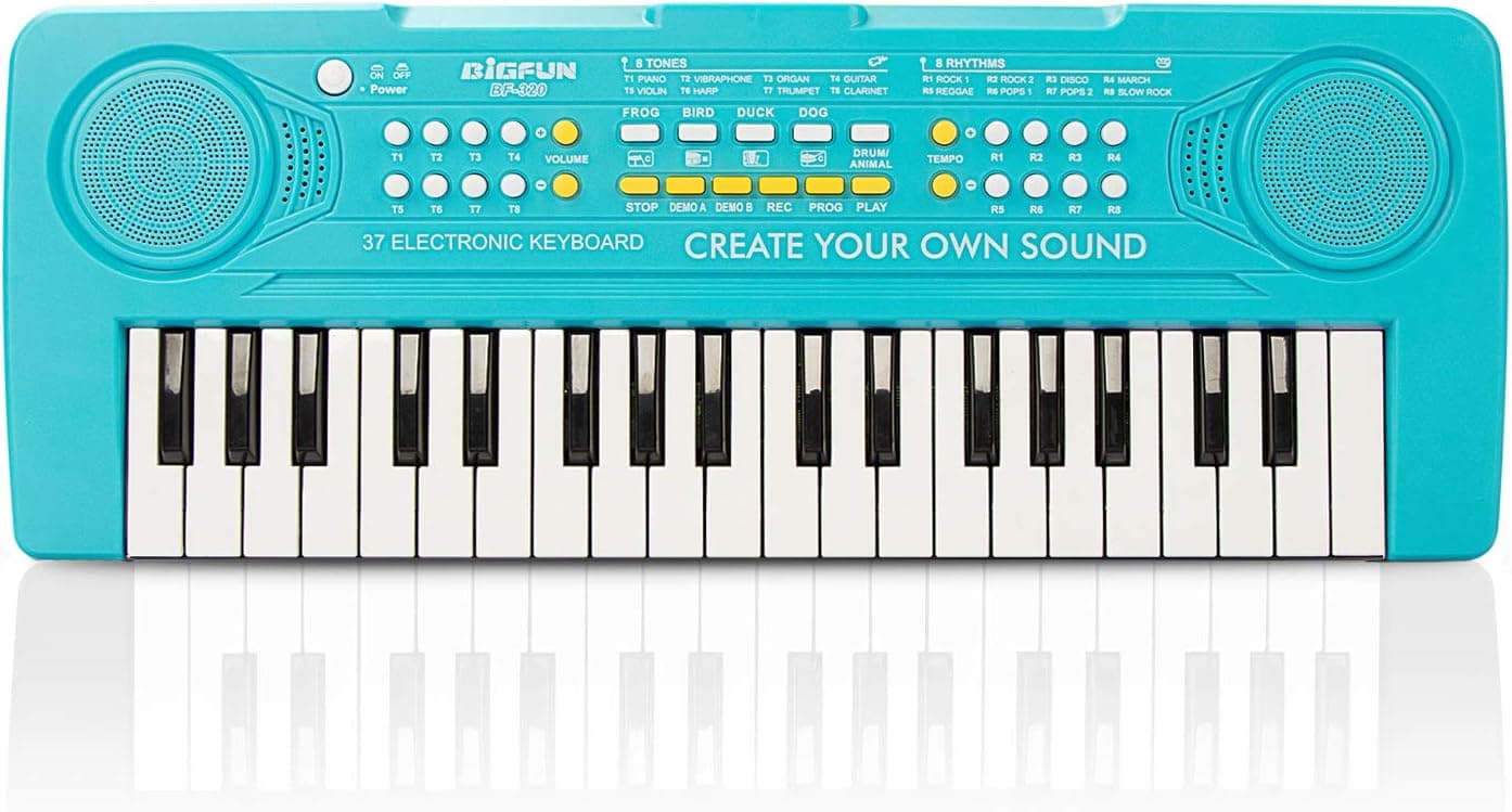 BIGFUN Keyboard Piano for Kids, 61Key Multifunction Electric Piano Keyboard Educational Instrument Toy for 3 4 5 6 7 8 9 10 11 12 Years Old Boys and Girls with Microphone (Silver)