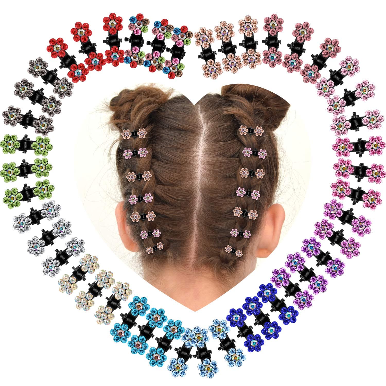 120 Pieces Mini Hair Claw Clips Crystal Rhinestone Bridal Snap Assorted Bangs Mix Colored Flower Hair Bangs Pin Hair Accessories for Women