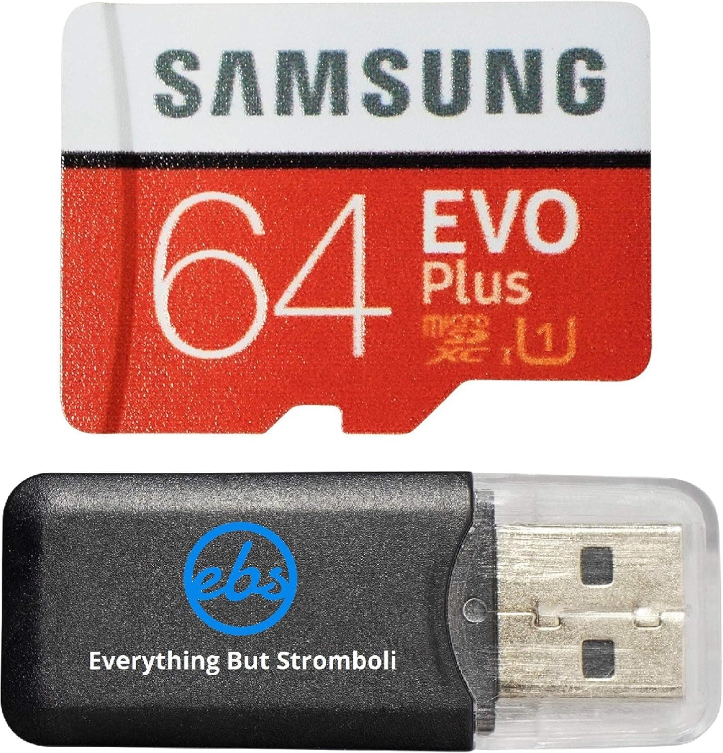 Samsung Evo Plus 64GB MicroSD Memory Card & Adapter Works with GoPro Hero 8 Black (Hero8), Max 360 UHS-I, U1, Speed Class 10, SDXC (MB-MC64) Bundle with 1 Everything But Stromboli Micro Card Reader