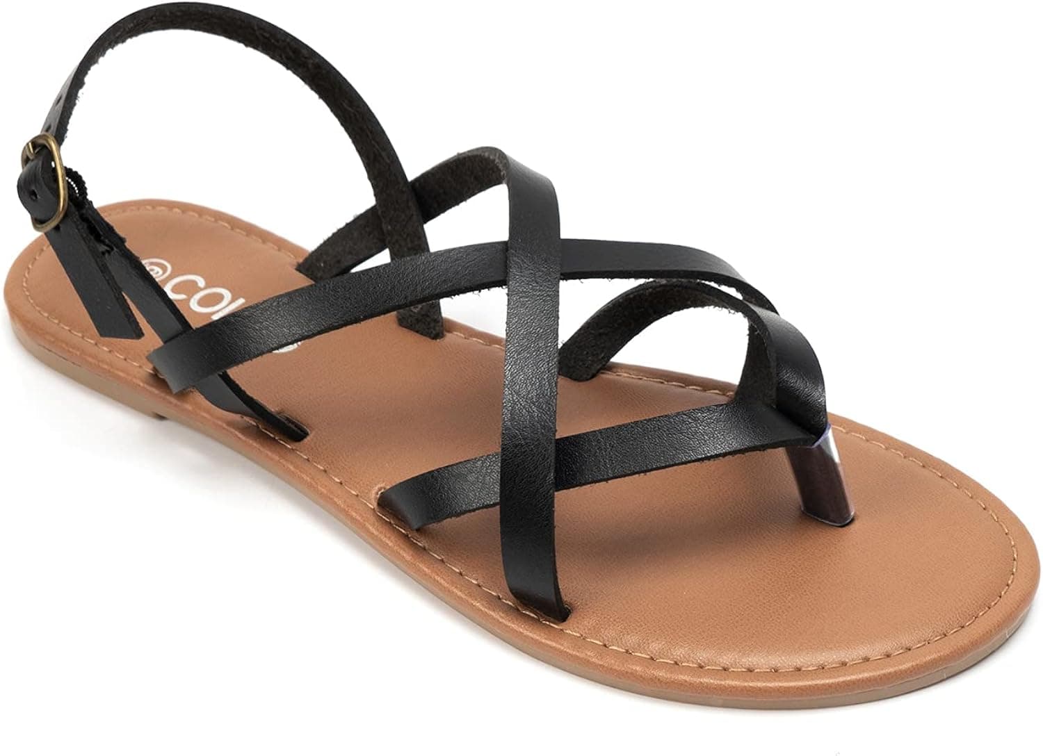 COLGO Women's Summer Strappy Flat Sandals, Adjustable Casual Fisherman Sandal with Open Toe Slingback Gladiator Sandals