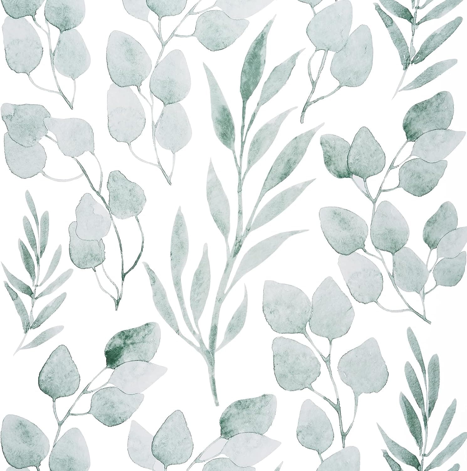 Caltero Green Leaf Wallpaper Floral Wallpaper Peel and Stick Wallpaper 17.7" x 394" Self Adhesive Removable Wallpaper Green Wallpaper Floral Contact Paper for Cabinets Bedroom Wall Decor