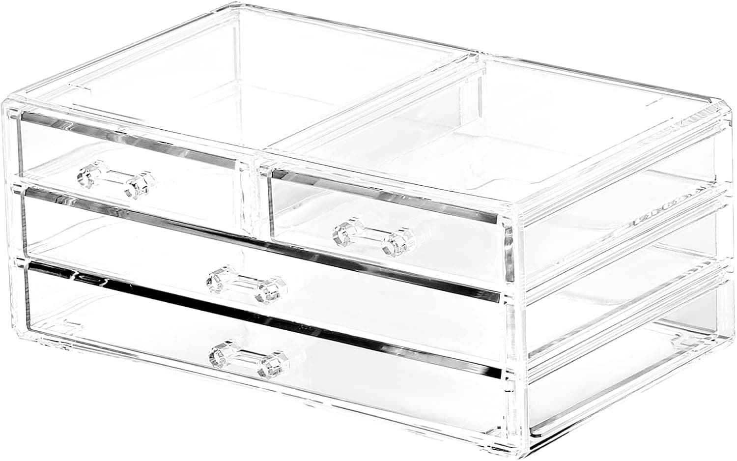 Desk Organizers And Accessories With 4 Drawers Office Desktop Drawers,Plastic Makeup Organizer Containers Bins With Drawers Desk Organization Pull Out Small craft Storage Case Box Cube,Pack of 1