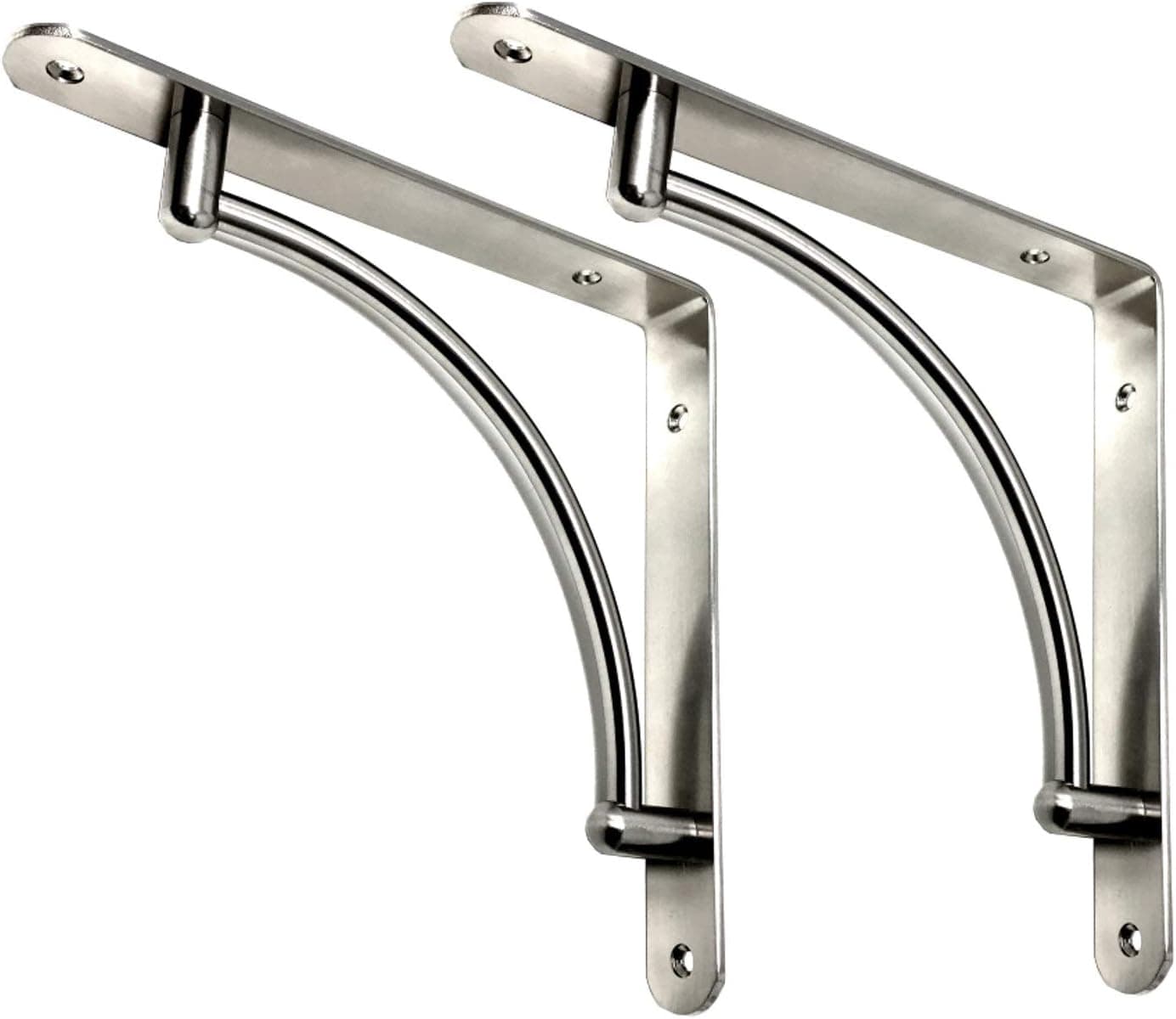 Decorative Contemporary Shelf Brackets - 8 3/4" x 8 3/4" - Satin Nickel - Pair