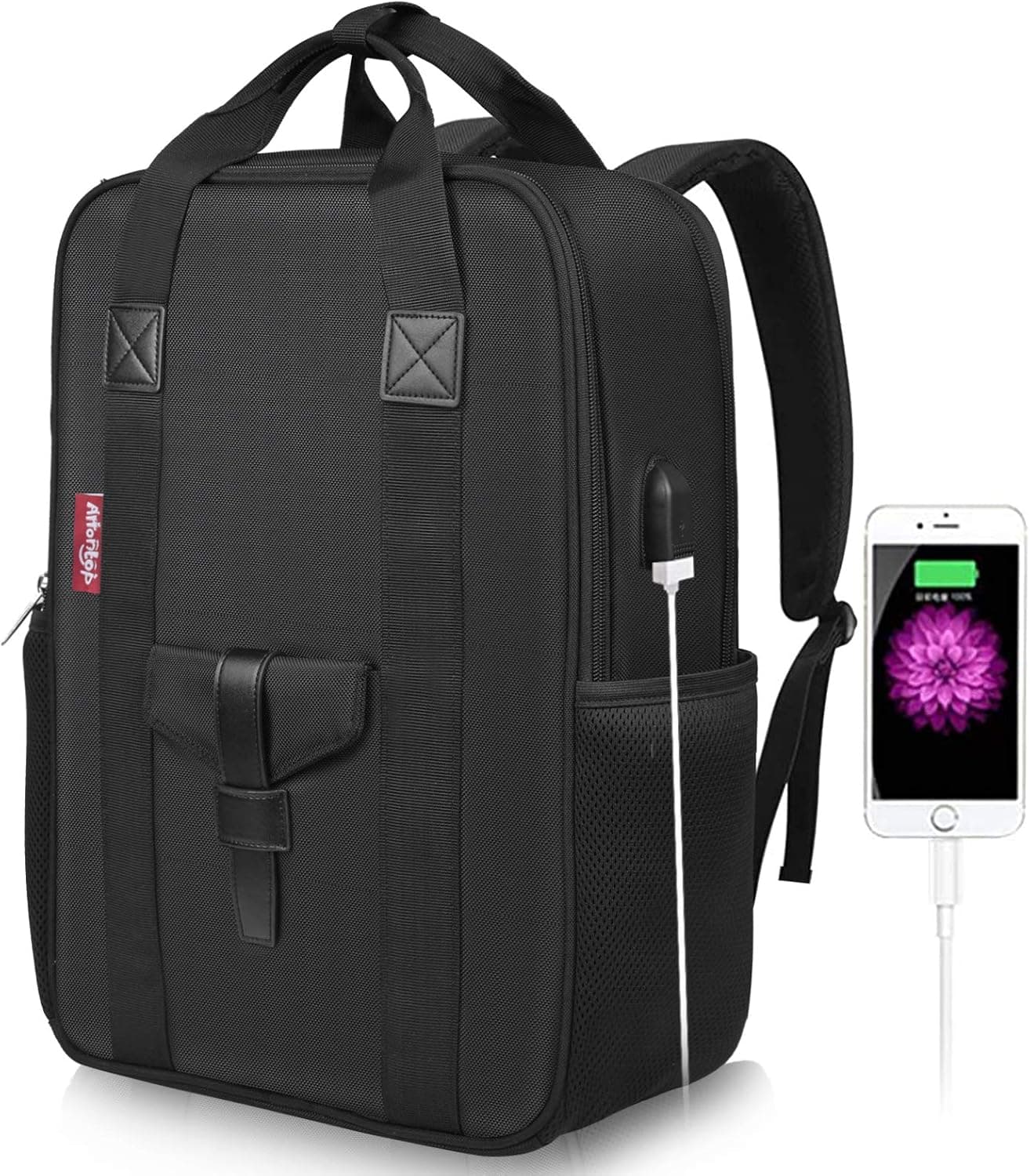 Business Laptop Backpack Fits 15.6 with USB Charging Port Waterproof Bag